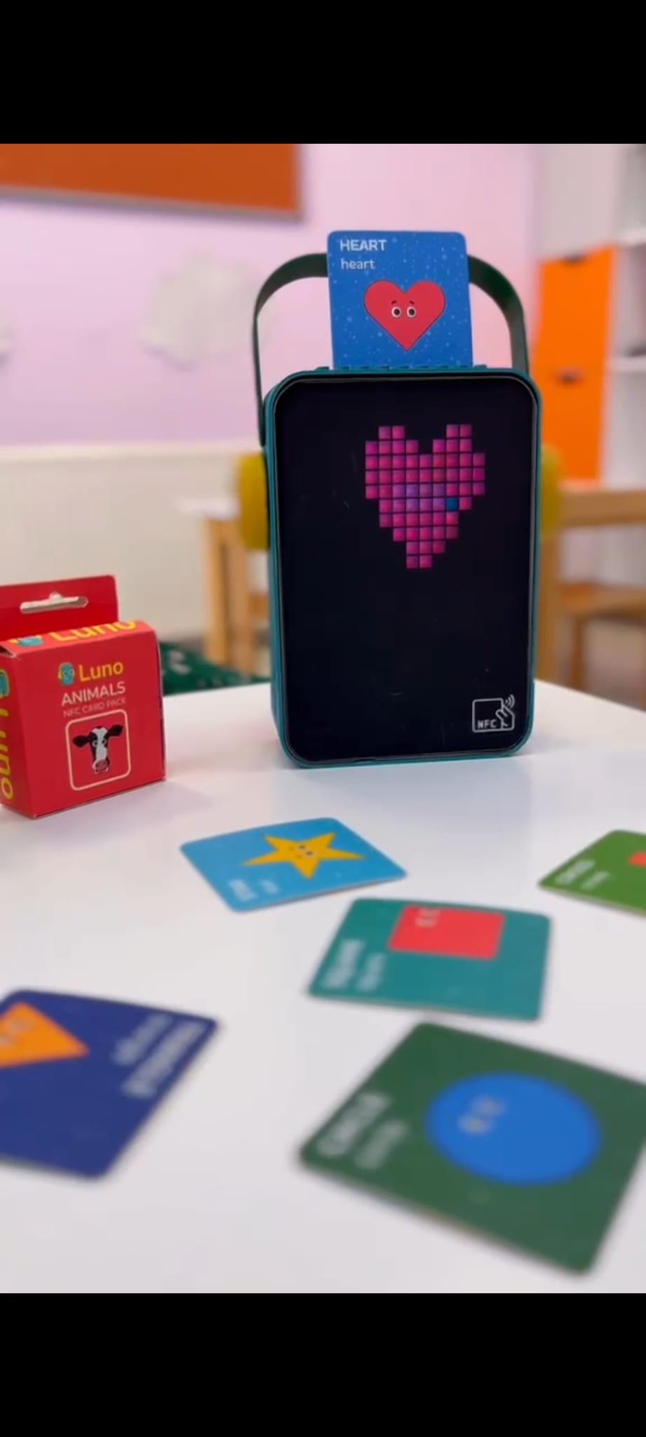 LunoBox displaying a heart matrix with cards