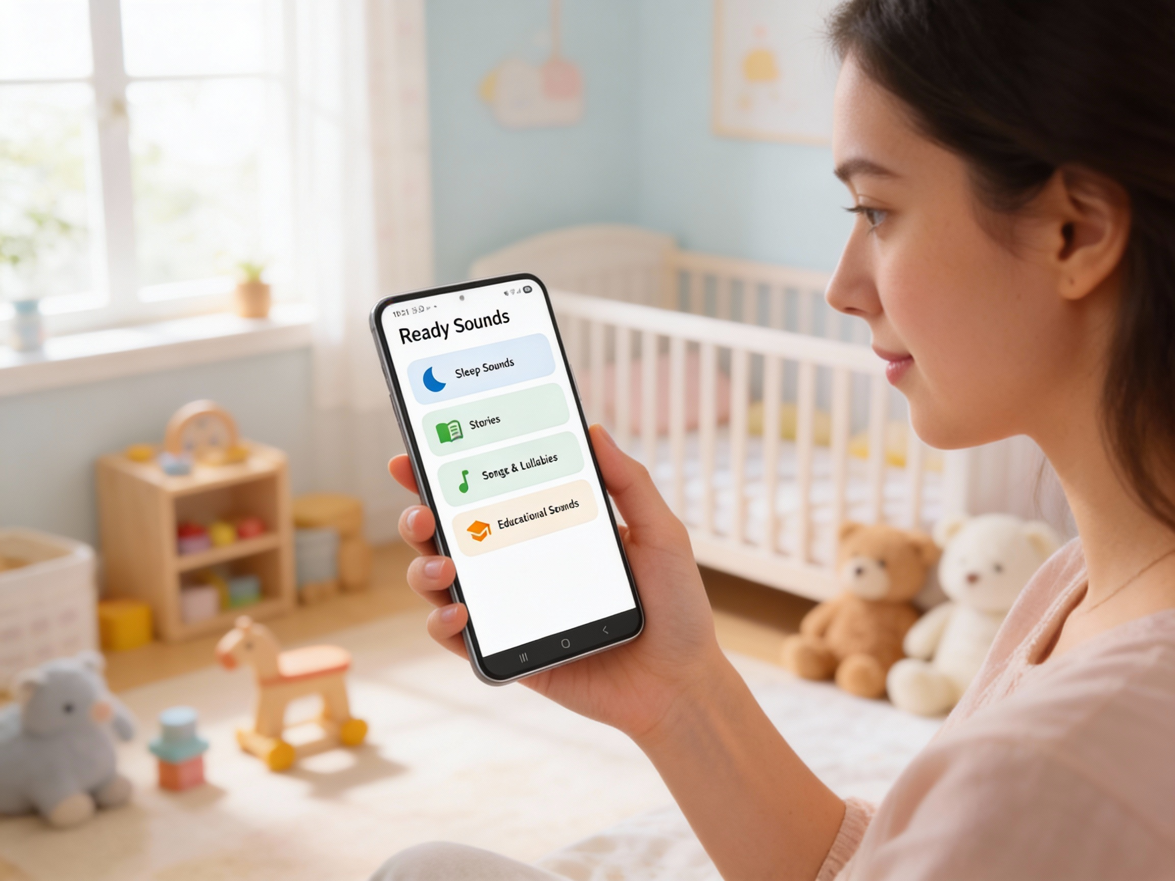Mother using the LunoBox parent app